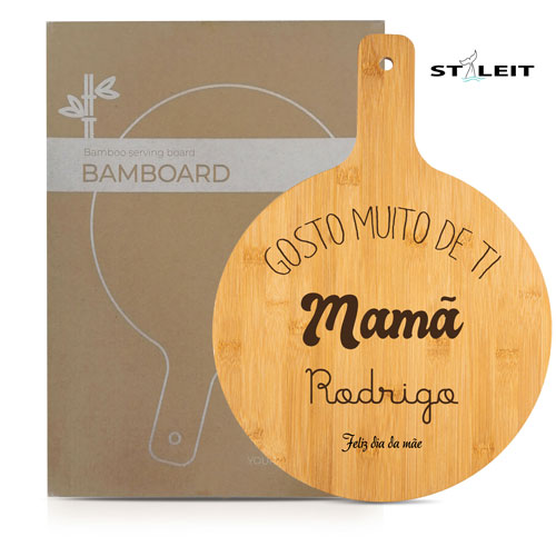 Tábua redonda em bambu - gosto muito de ti mamã