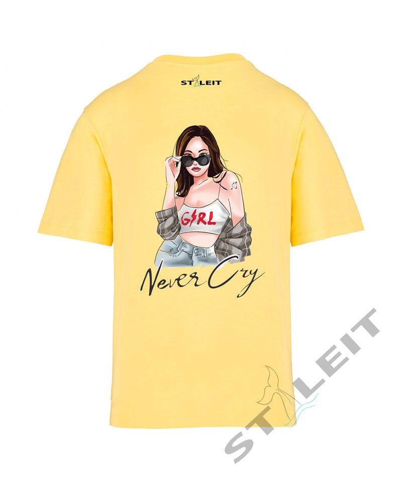 T-Shirt Oversize - Girl never cry (G43) - Styleit