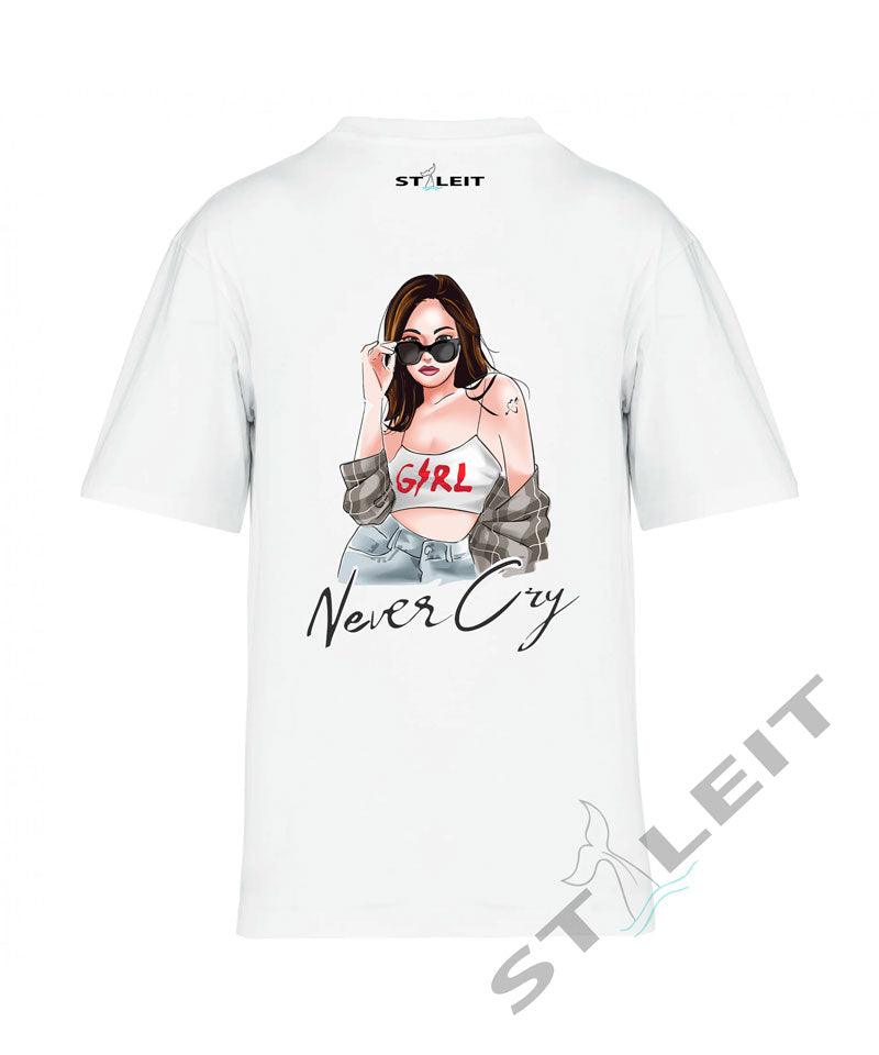 T-Shirt Oversize - Girl never cry (G43) - Styleit