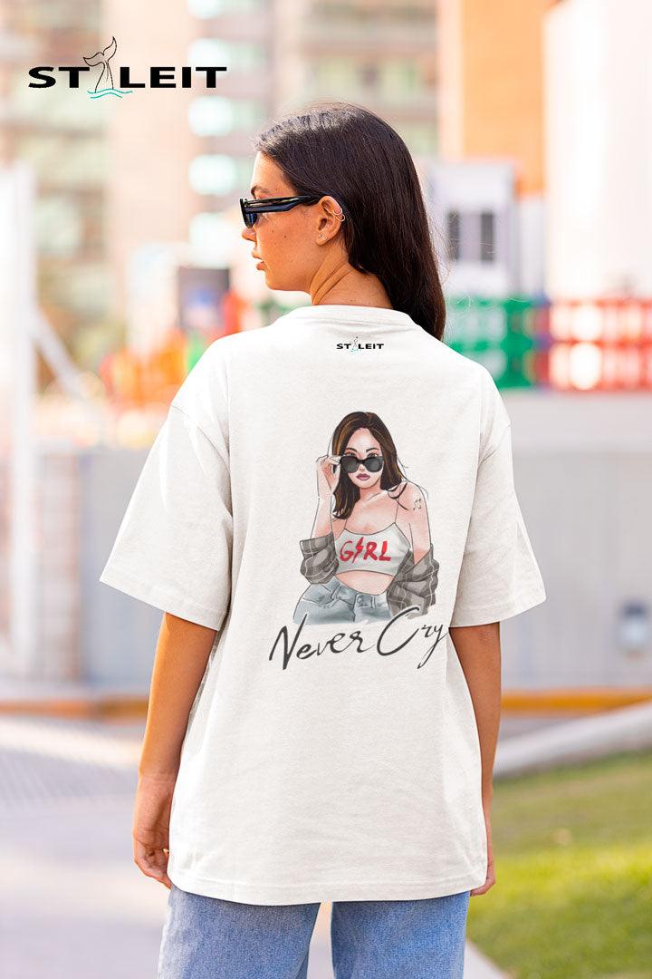 T-Shirt Oversize - Girl never cry (G43) - Styleit