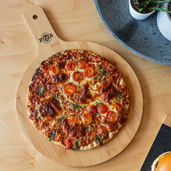 Tábua redonda em bambu - mãe, amor e pizza