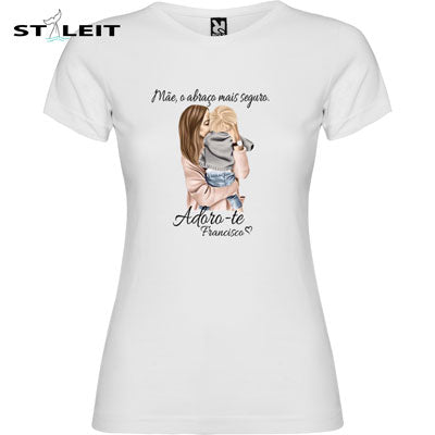T-shirt Cintada - mãe o abraço mais seguro