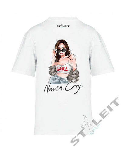 T-Shirt Oversize - Girl never cry (G43) - Styleit